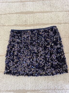 NWT Zara Navy Blue Sequined Mini Skirt